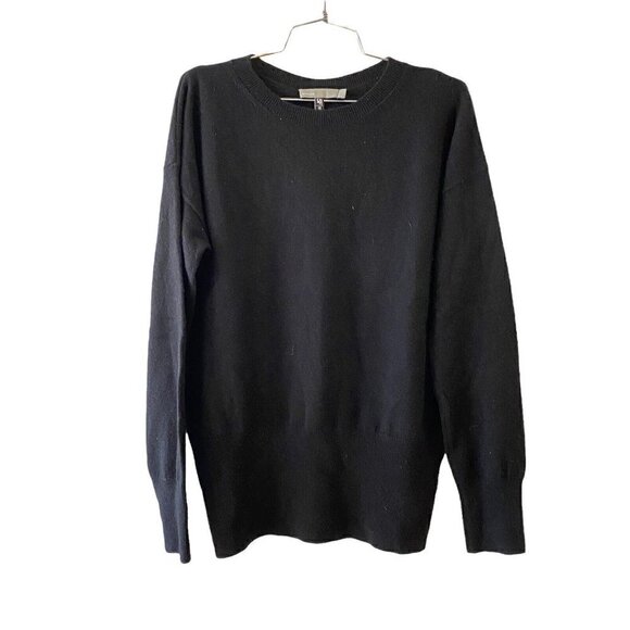 Vince Cashmere Split Back Pullover Sweater in Black Women’s Size Large - Picture 1 of 9